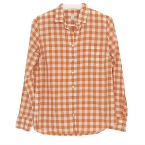 J.CREW white burnt orange plaid long sleeve button down shirt